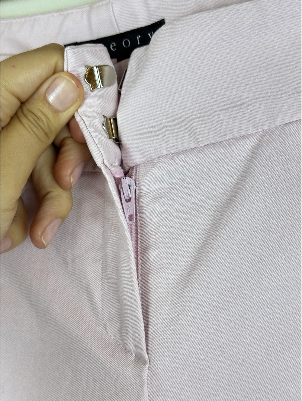 Theory Pink Stretch Cotton Cropped Flare Pants Size 12 Made in USA Y2K - Picture 6 of 8